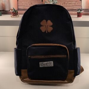 Lucky Brand Backpack (Navy) Canvas Brown Leather